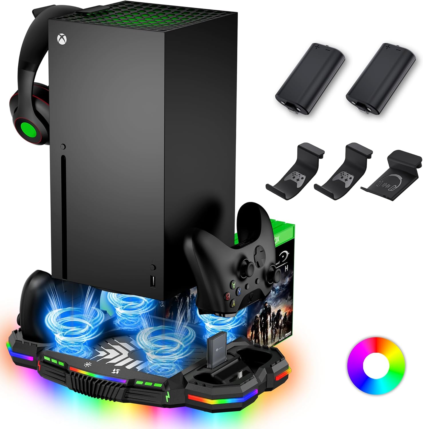 Cooling Fan Charging Station for Xbox Series X with RGB Modes