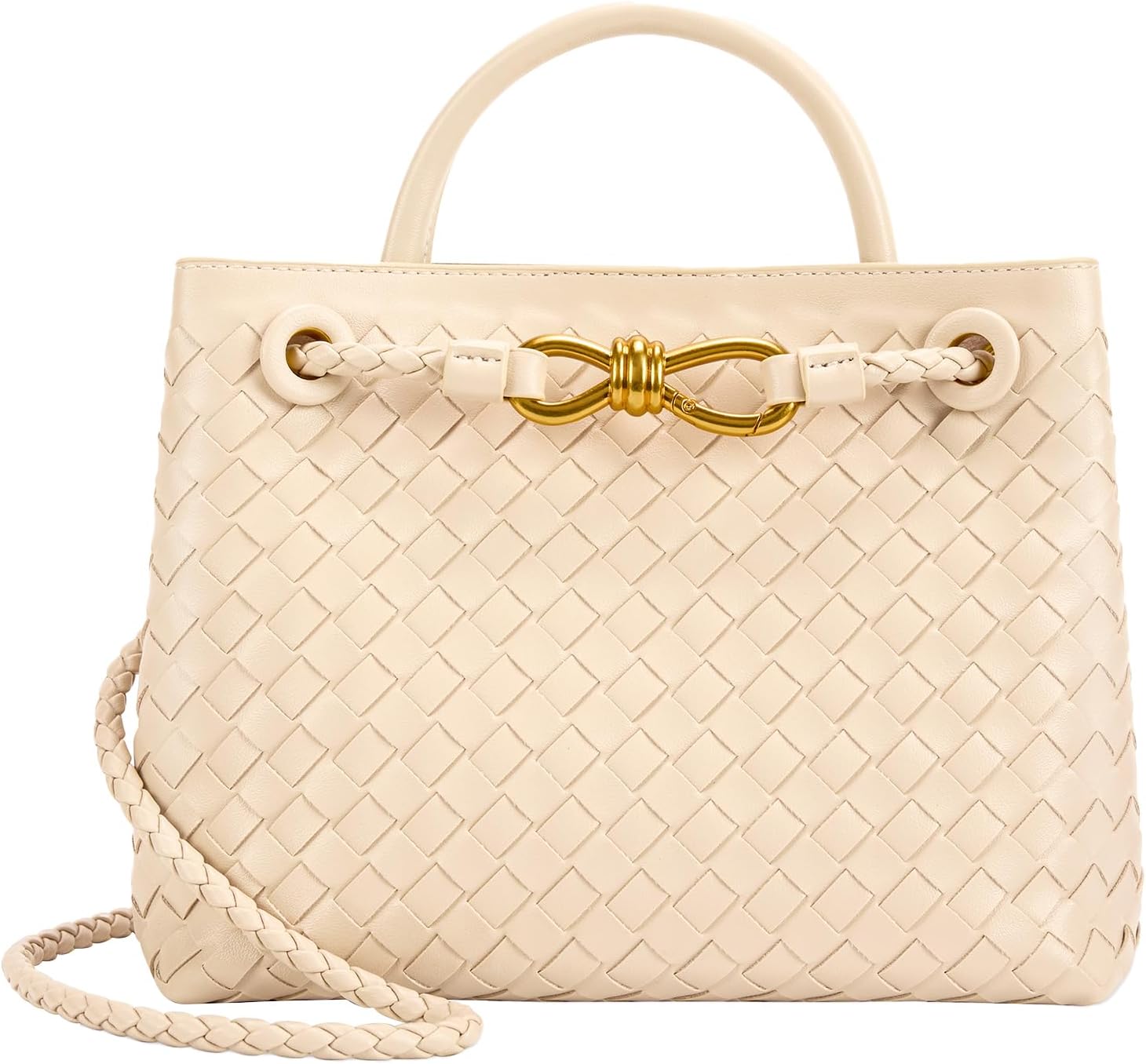Woven Tote Bag for Women Leather Shoulder Handbag Stylish Design