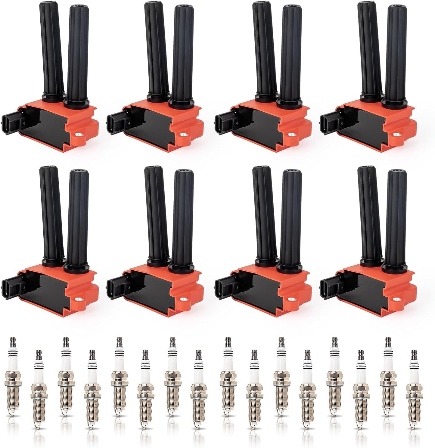 ENA Set of 8 Red Ignition Coil Pack and Iridium Spark Plugs