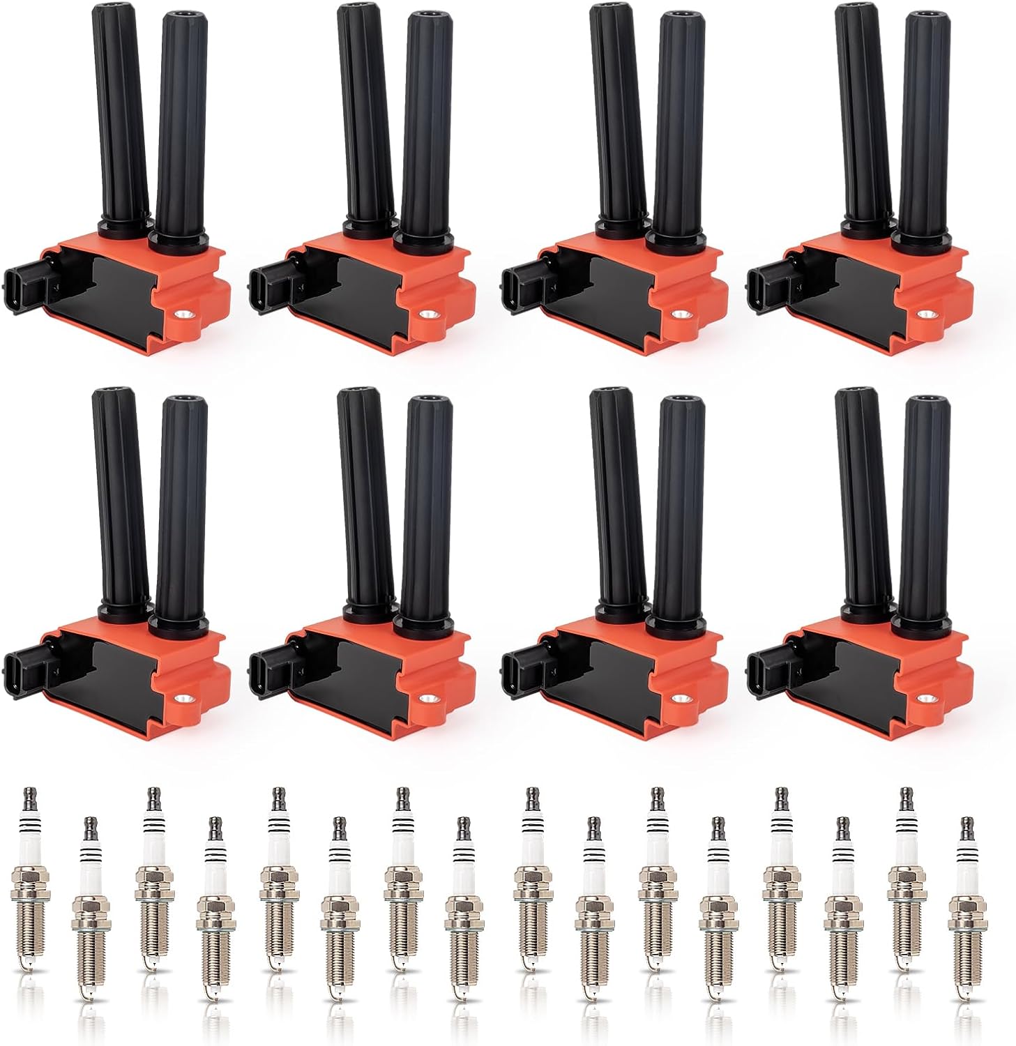 ENA Set of 8 Red Ignition Coil Pack and Iridium Spark Plugs