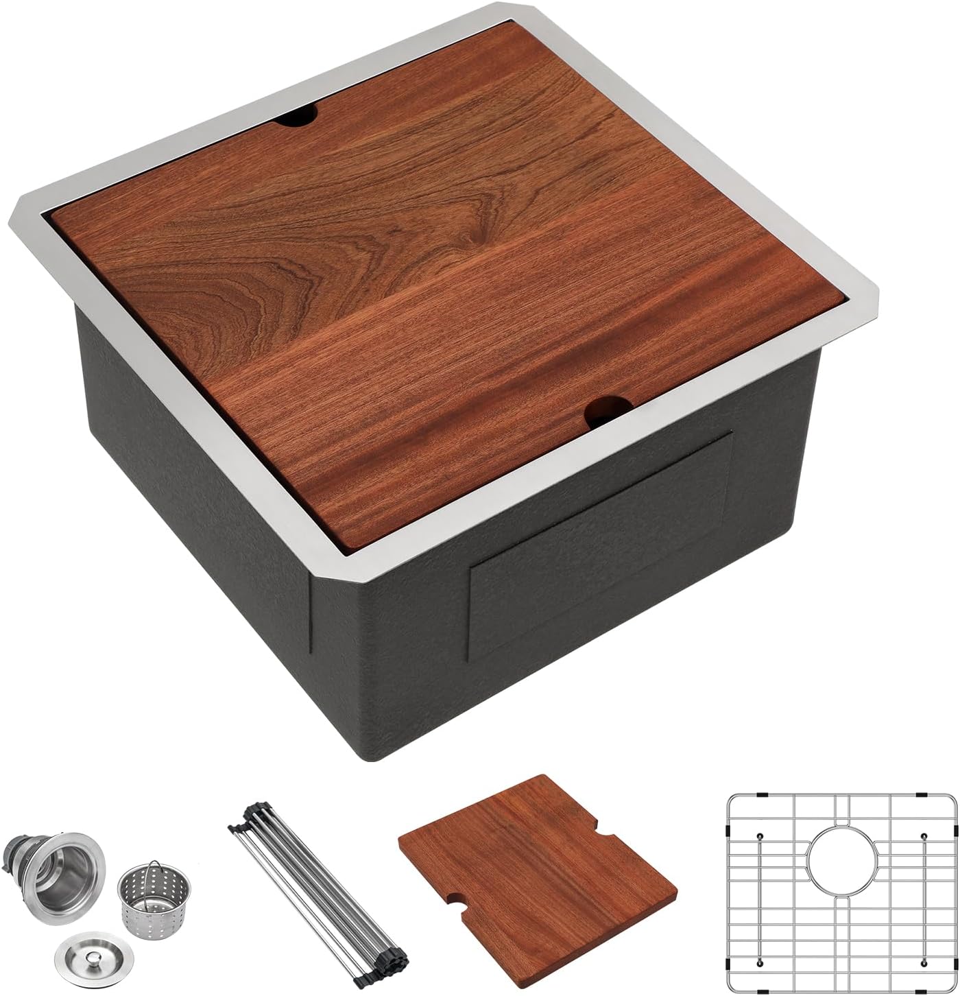 LORDEAR 18 inch Undermount Bar Sink Workstation for Kitchens