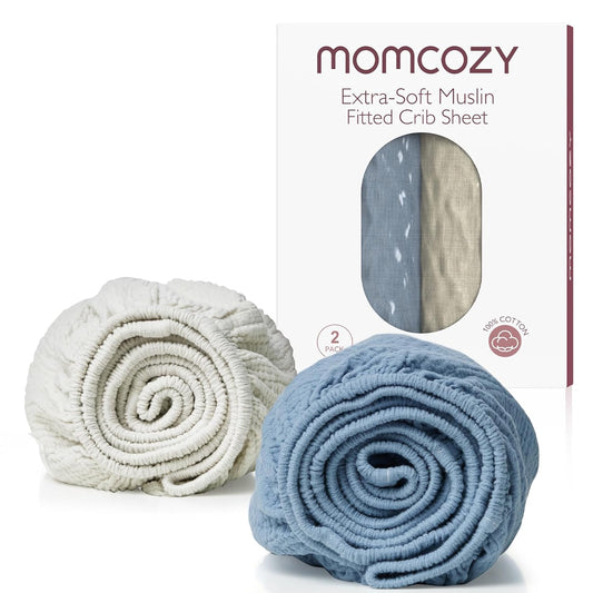 Momcozy Muslin Fitted Crib Sheets for Comfortable Sleep