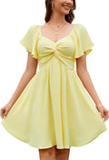 Women's Sweetheart Knot Front Chiffon Mini Dress - Tie Back Fit