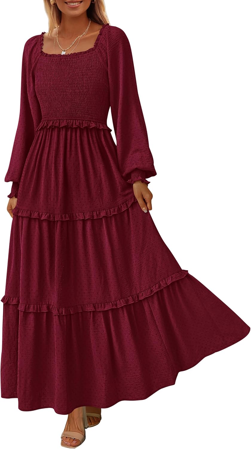PRETTYGARDEN Fall Dresses for Women Long Sleeve Maxi Dress