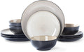 Plates and Bowls Sets for 4 - 12-Piece Stoneware Dinnerware Set