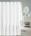 Farmhouse Shower Curtain with Ruffle Hem 72x72 in - Linen Look