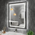 Amorho 24in x 32in LED Bathroom Mirror with Black Frame - Dual Light