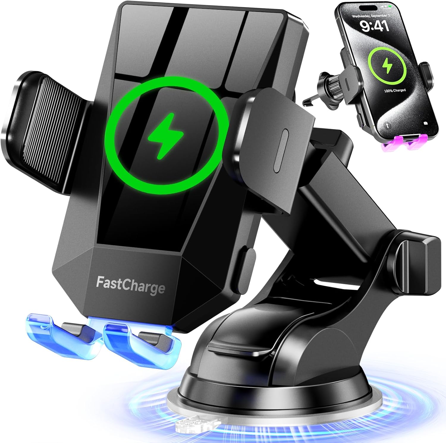 15W Fast Wireless Car Charger Mount for iPhone & Samsung
