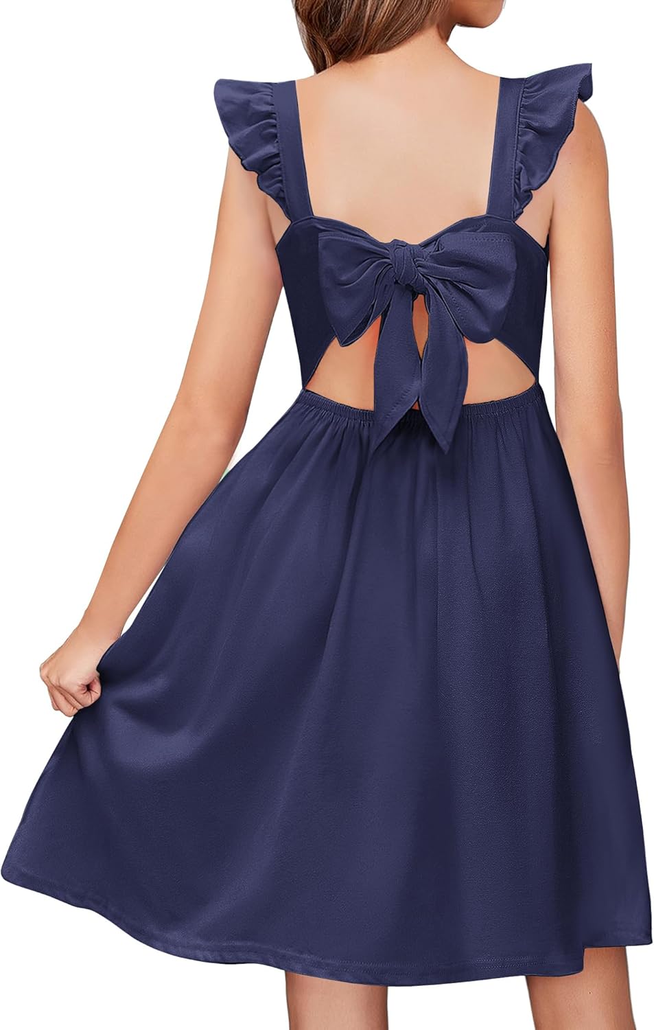 Arshiner Girls Summer Dresses with Ruffle Sleeves and Pockets