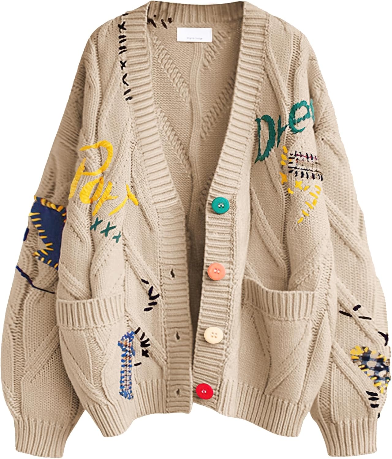Women's Cable Knit Long Sleeve Open Front Cardigan Sweater