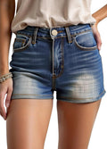 HOCAIES Women's Mid Rise Denim Jean Shorts - Flattering Stretch Fit