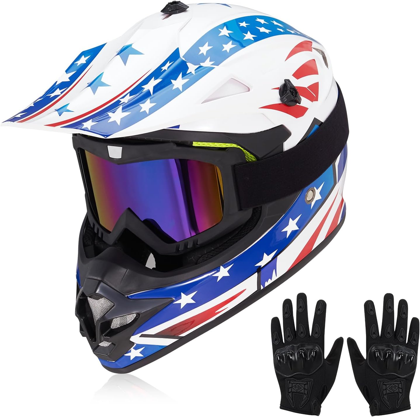 Youth Kids Dirt Bike Helmets with Goggles and Gloves for Safety