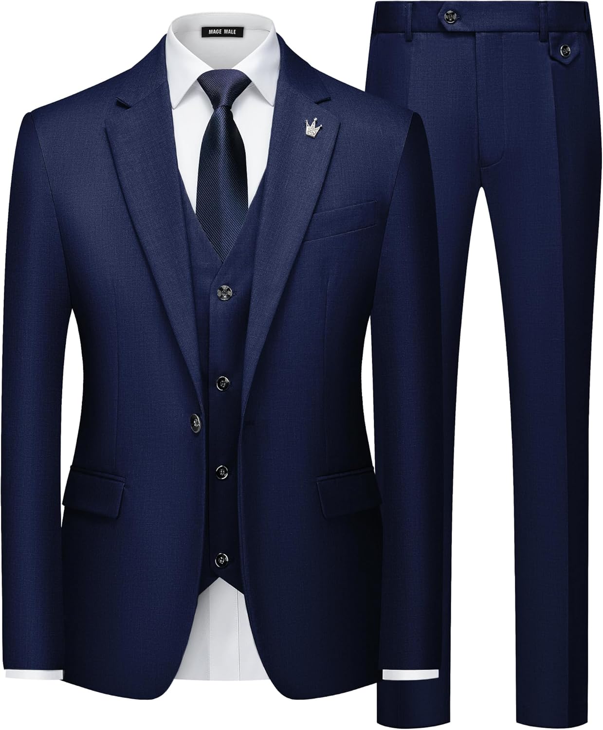 MAGE MALE Slim Fit 3 Piece Tuxedo Suit for Weddings and Parties
