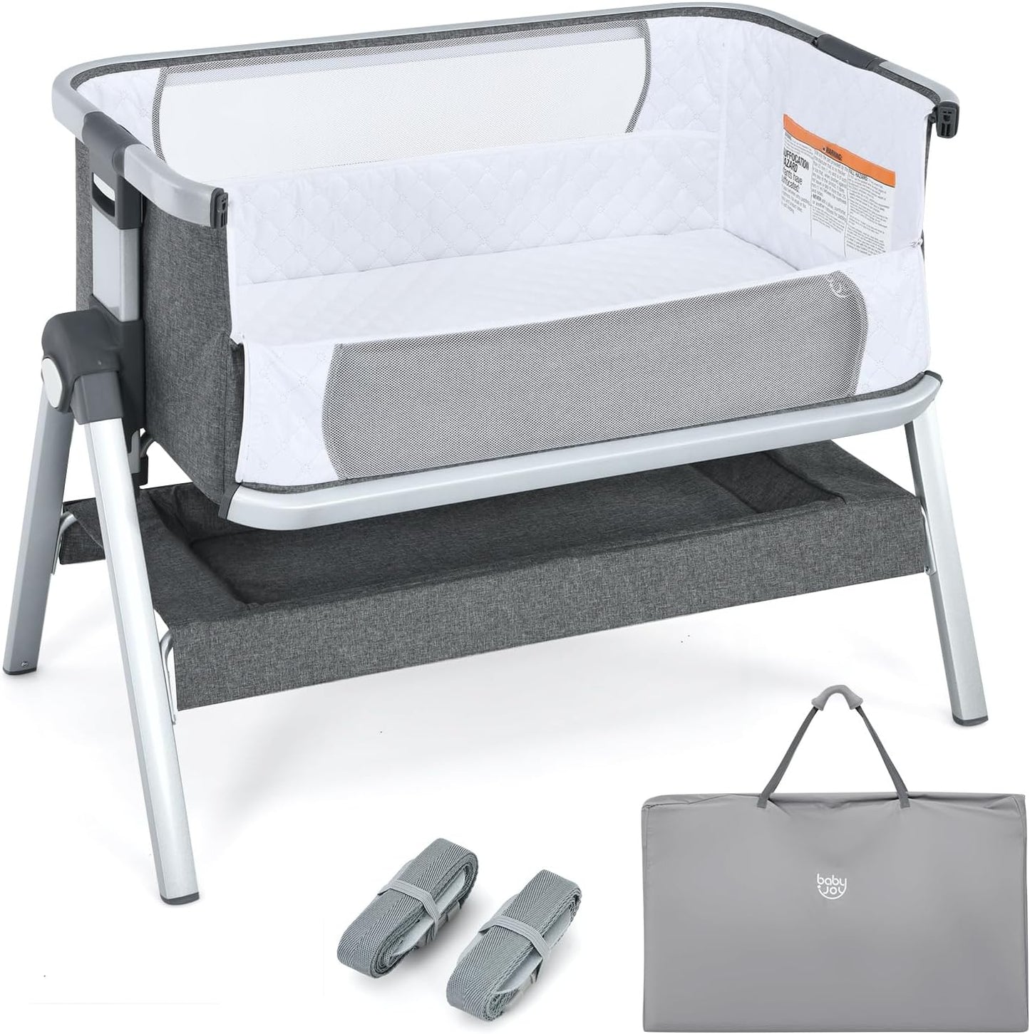 Portable Bassinet Bedside Crib for Newborn Infants with Storage