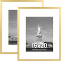 16x20 Picture Frame with Mat for 11x14 Photos - Gold 2 Pack