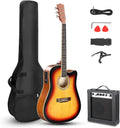Full-Size Acoustic Electric Guitar 41in Cutaway Kit - Ready to Play