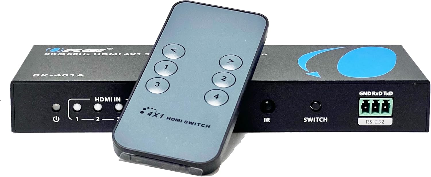 OREI 8K HDMI 2.1 Switch 4x1 with Audio Extractor for Gaming