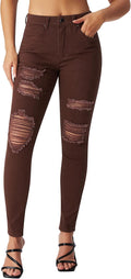 roswear Women's Essentials Ripped Mid Rise Destroyed Skinny Jeans free