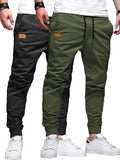 Mens Cotton Cargo Joggers - PLEPAN Twill Drawstring Chino Pants