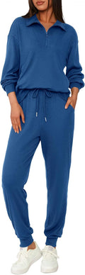 Women Two Piece Tracksuit 2025 - Long Sleeve Half Zip Lounge Set