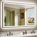 57x36 in LED Bathroom Mirror with Lights - Dimmable Black Frame