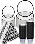 350PCS Disposable Plates Set Clear and Black Dinnerware - For 50