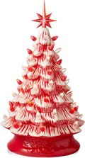 Casafield Hand Painted Ceramic Christmas Tree, Red and White