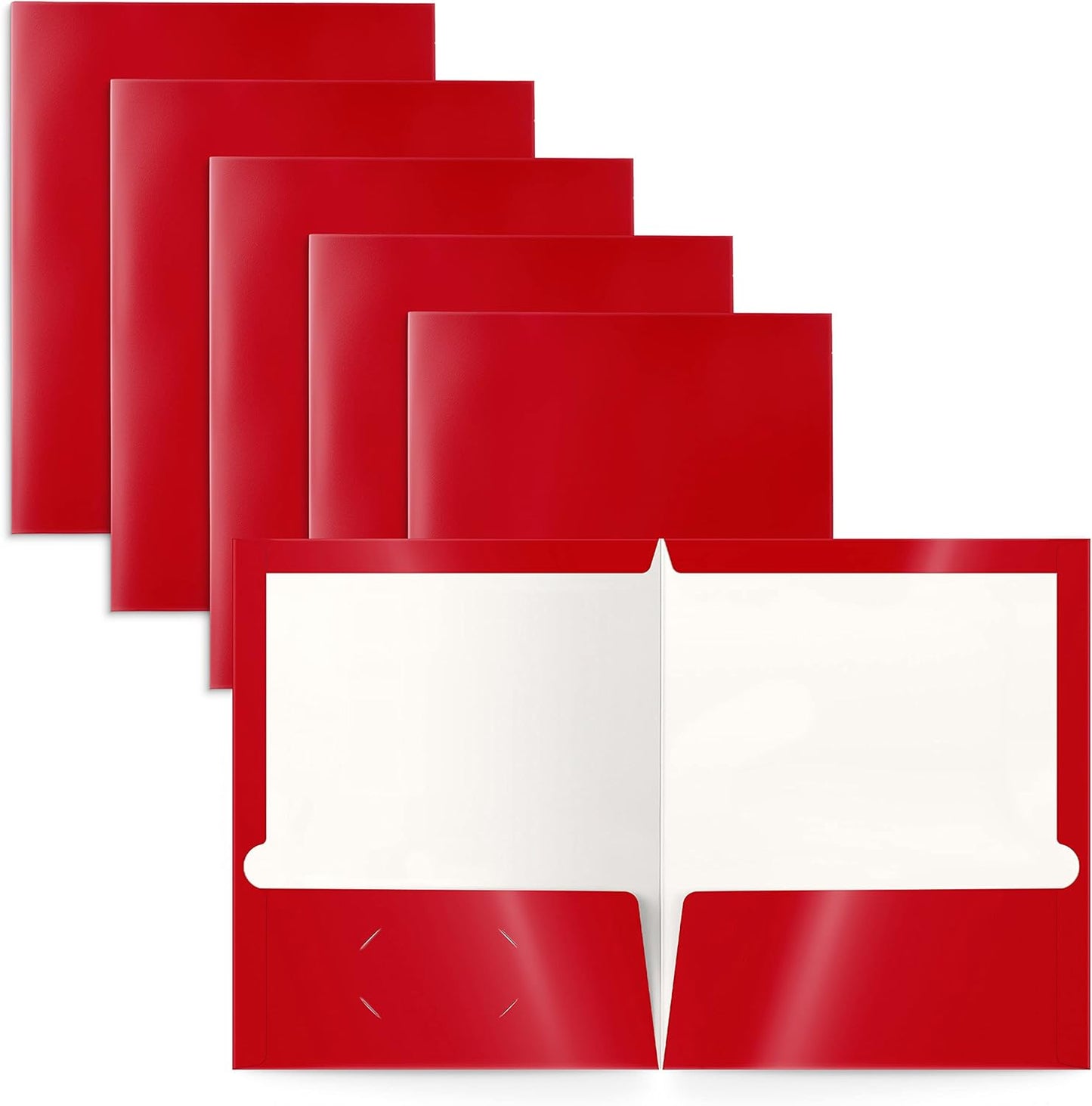 Red Glossy Laminated Letter Size Folders - Box of 25