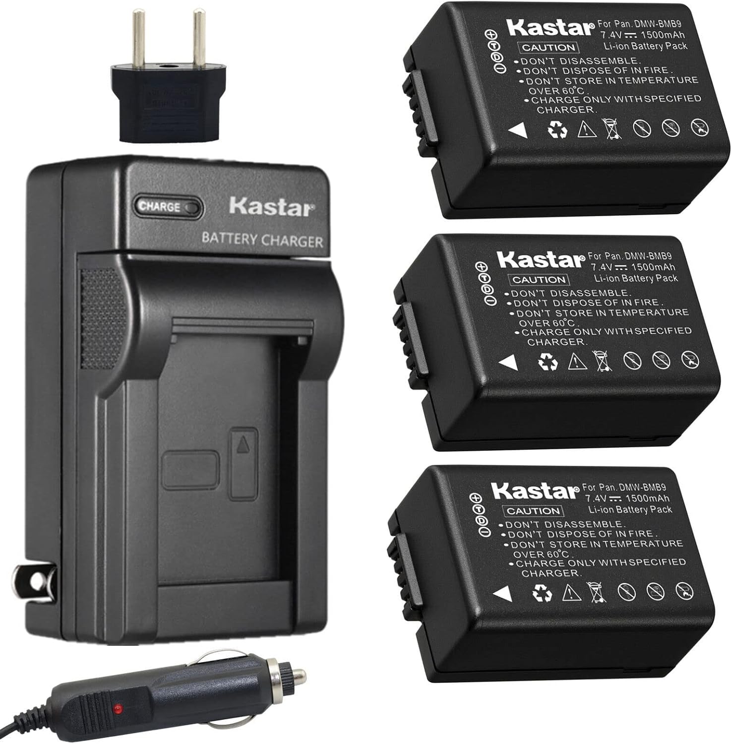 Kastar 3pcs Battery and Charger for Lumix DMC-FZ Series Cameras