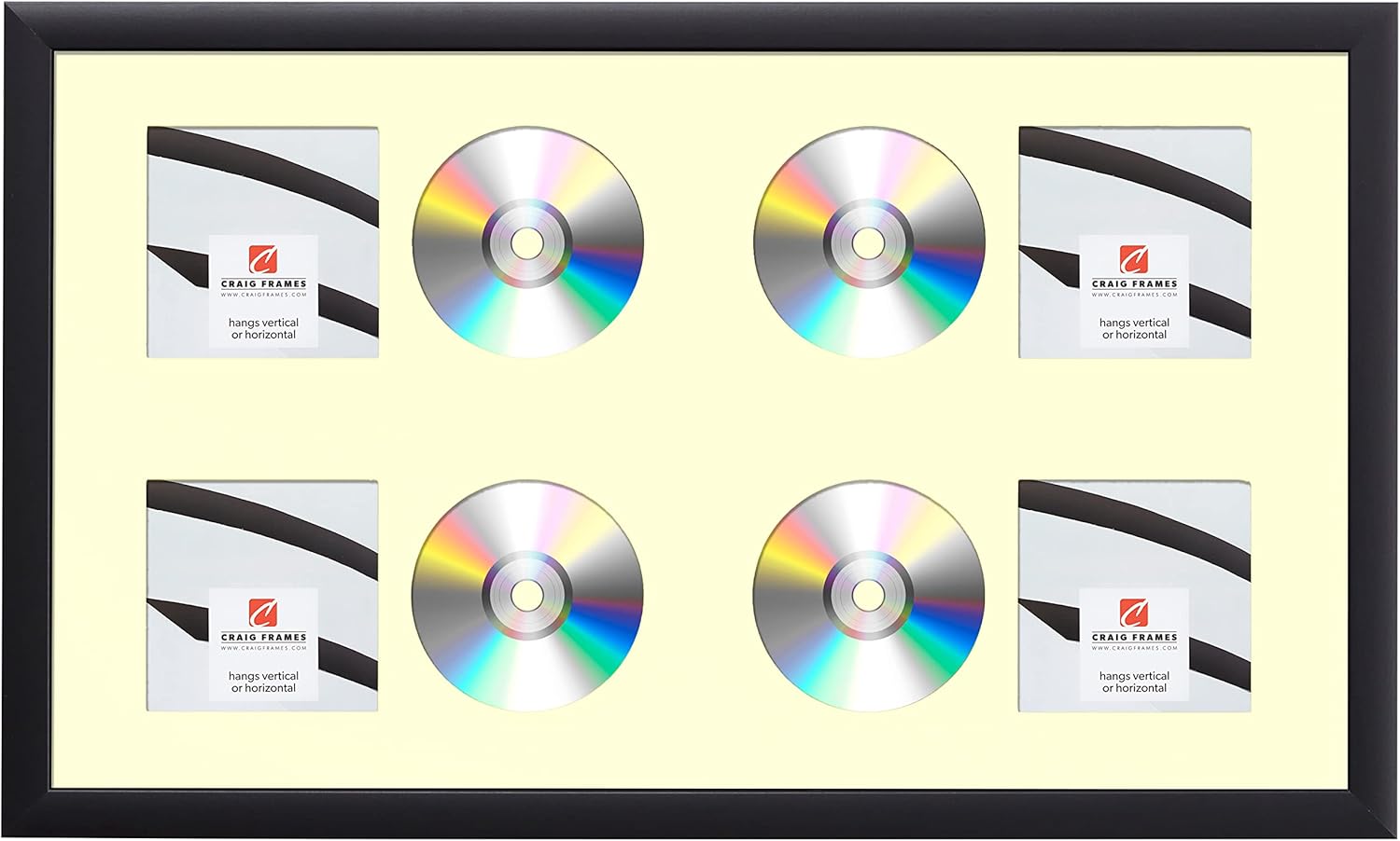 15x26 Light Yellow 4-CD Display Mat with Black Frame Included