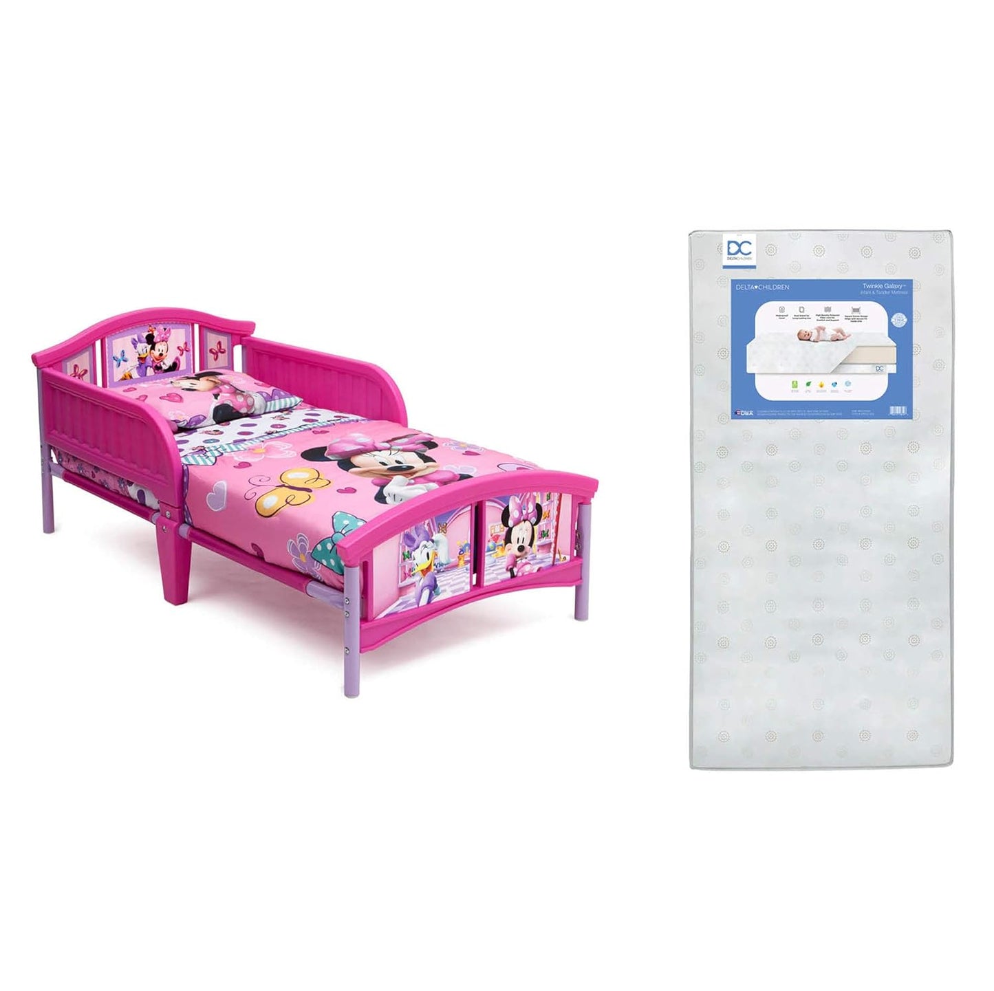 Delta Children Plastic Toddler Bed with Minnie Mouse Mattress