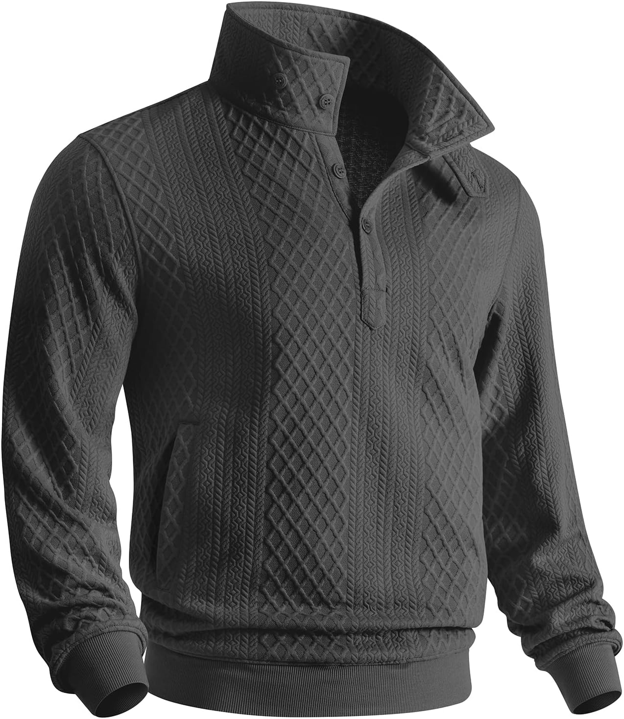 CANGHPGIN Sweatshirts for Men with Pockets and Stand Collar