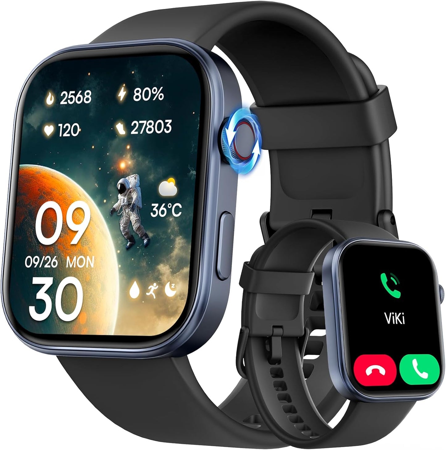 Tensky Smart Watch: AI Voice, Fitness Tracker, Bluetooth, 3ATM Water, Heart Rate Monitor
