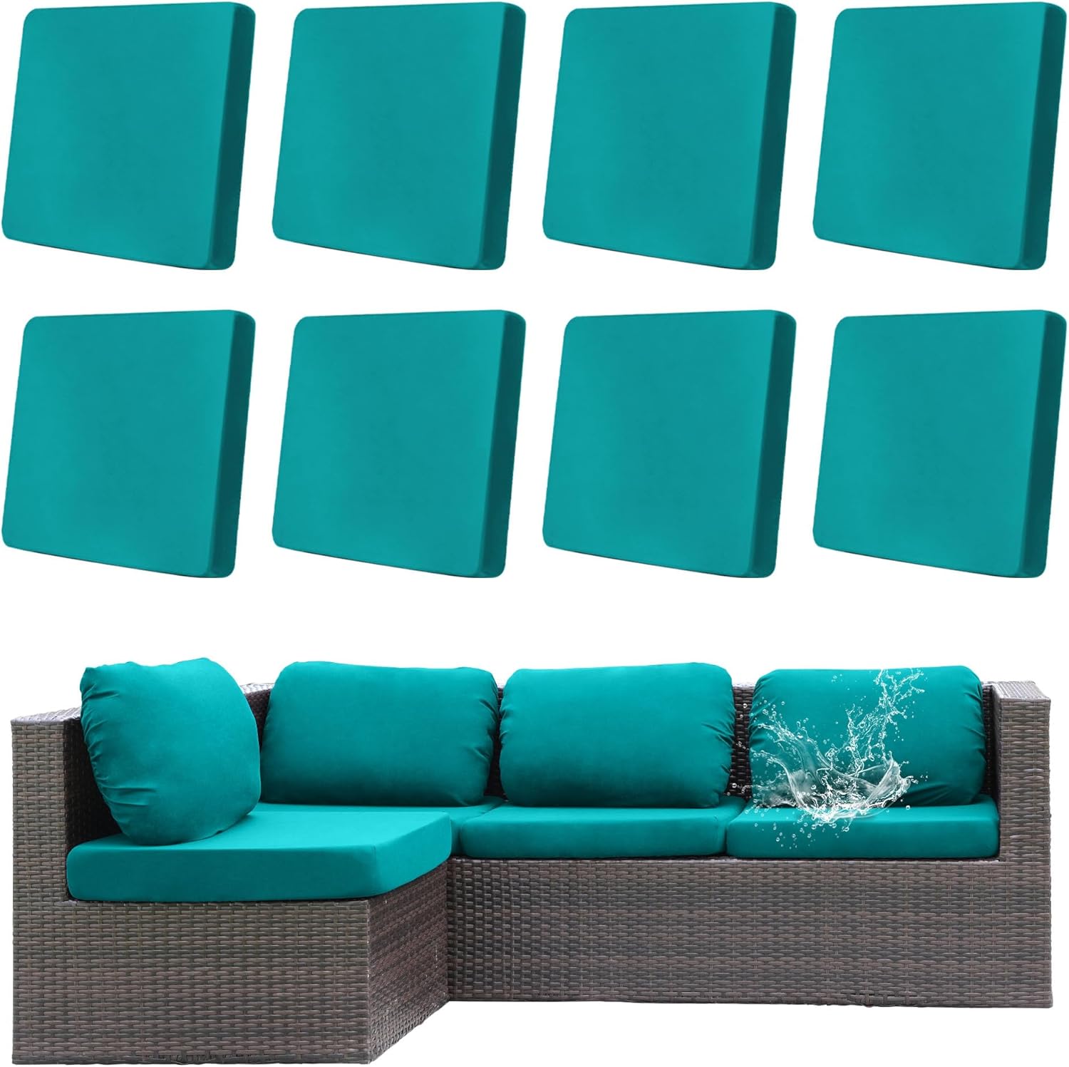 8Pcs Outdoor Cushion Covers Waterproof for Stylish Patios