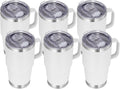 20 oz Insulated Tumbler 6 Pack with Handle and Straw - White - VEGOND