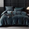 Dark Grey Velvet Duvet Cover King Size - Ultra Soft Luxury