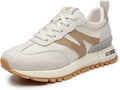 Womens Breathable Leather Suede Patchwork Sneakers - Comfortable