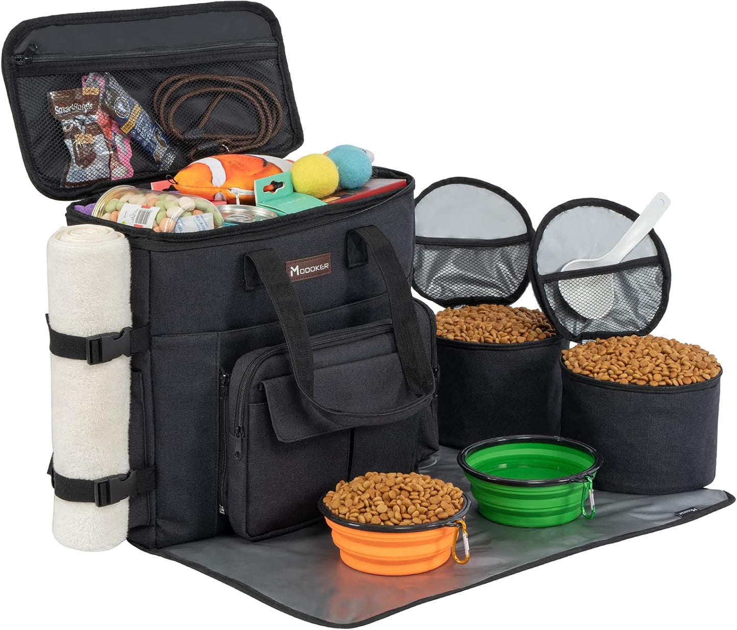 Modoker Dog Travel Bag with Collapsible Bowls and Backpack