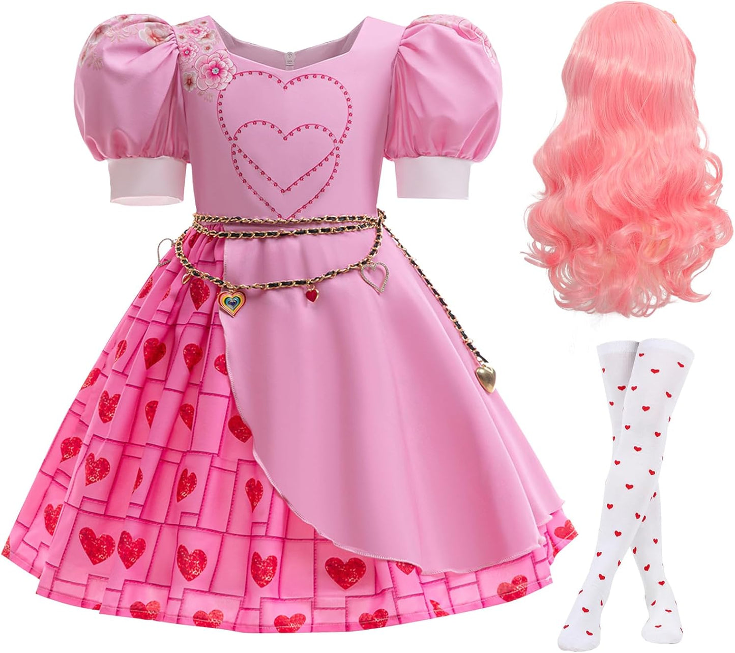 Kids Rise Red Costume Girls Pink Princess Dress for Halloween