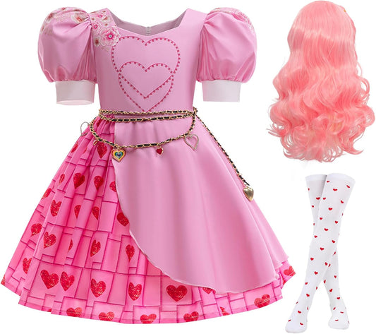 Kids Rise Red Costume Girls Pink Princess Dress for Halloween