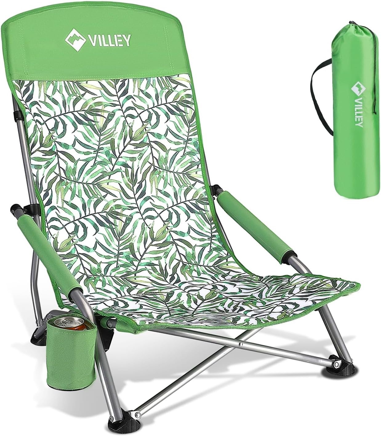 VILLEY Low Beach Chair: Lightweight Folding Chair for Outdoors