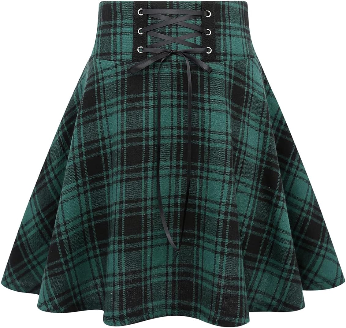 Gothic Plaid Mini Skirts for Women - High Waist Fashion Style