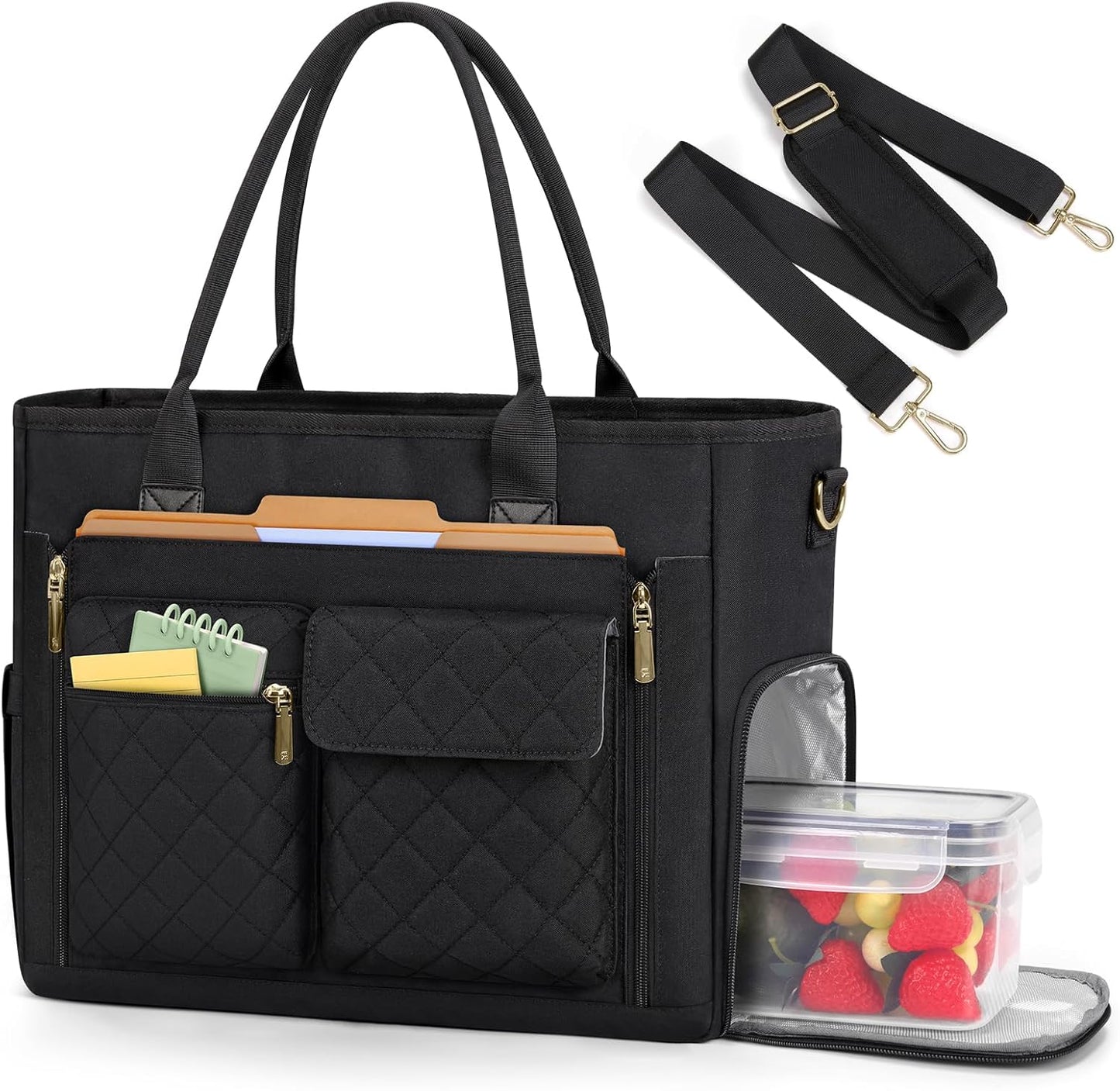Teacher Tote Bag with Insulated Lunch Compartment for Women