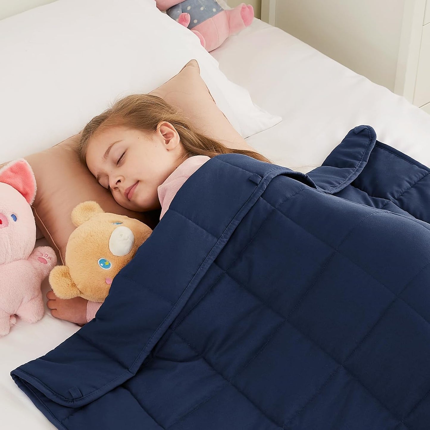 HOSUKKO Weighted Blanket - 5 lbs Navy Blue Heavy Blanket
