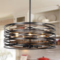 5-Light Drum Chandelier for Dining Room - Rustic Farmhouse Lighting