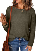 Womens Crochet Cable Knit Oversized Crewneck Sweater - Lightweight