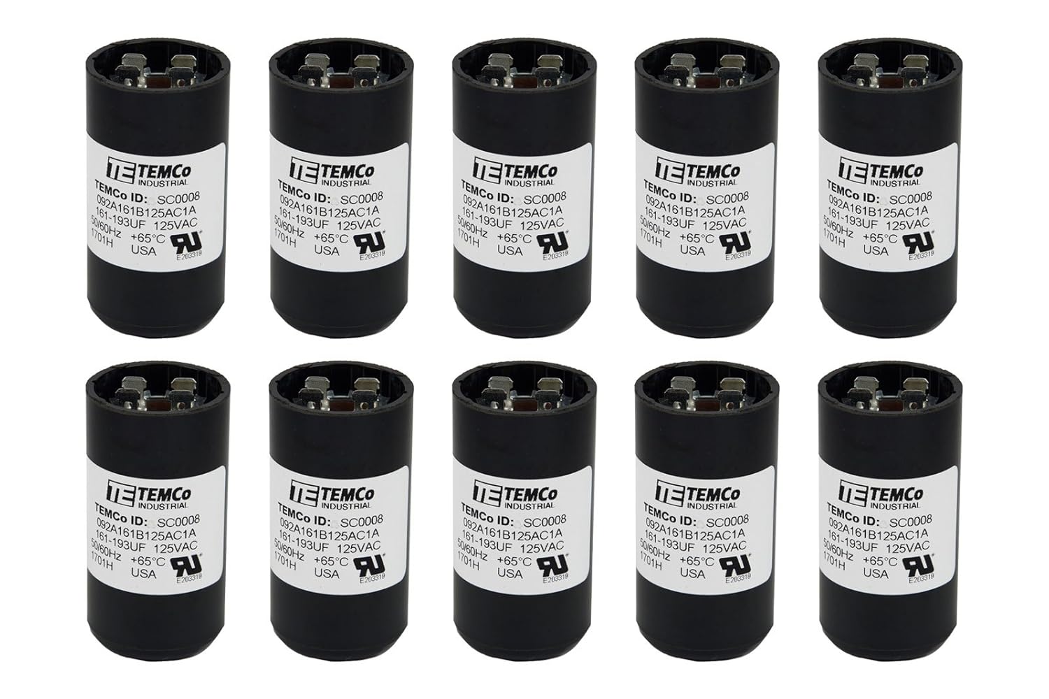 10 Pack 161-193 uF MFD CD60 Start Capacitors for HVAC Systems