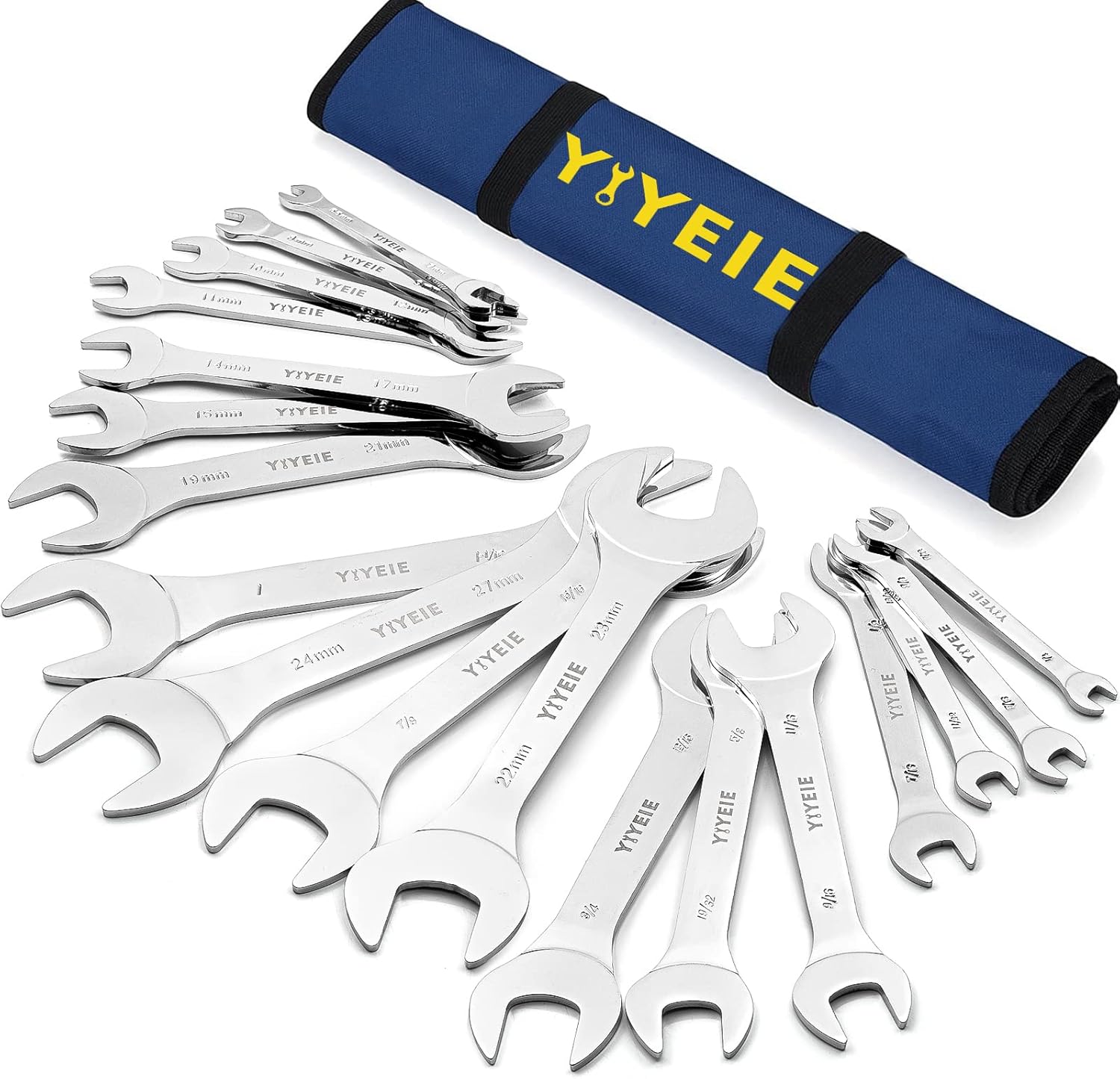 18pcs Super-Thin Open End Wrench Set for Mechanics and DIY