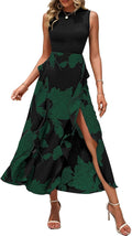 Women Sleeveless Patchwork Boho Floral Midi Dress - Crewneck 2025