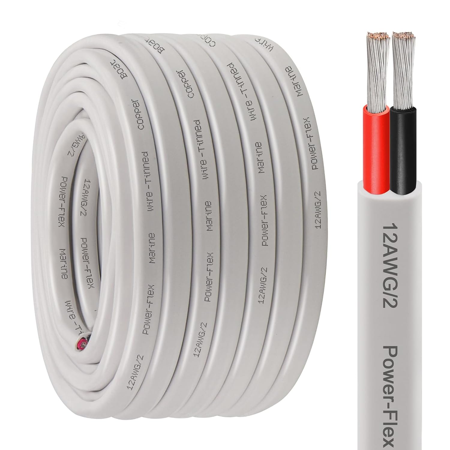 12 Gauge Duplex Marine Wire Tinned Copper Boat Cable for All Uses